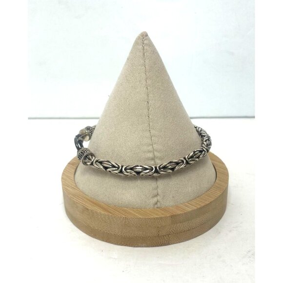 Sterling Silver 925 Byzantine Chain Bracelet 8 5/8" Long Fish Hook Closure 29g - Picture 5 of 9